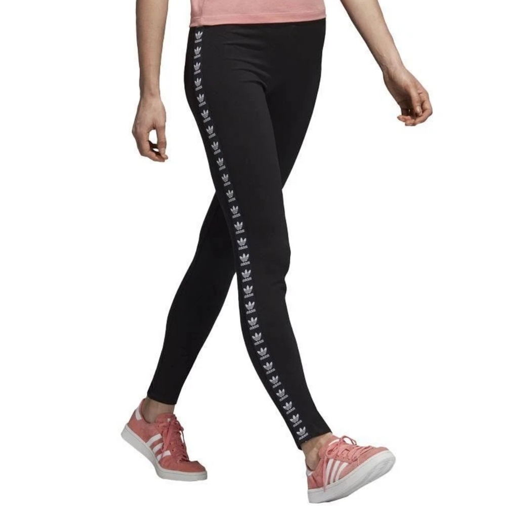 Adidas Black Trefoil Logo Tape Leggings